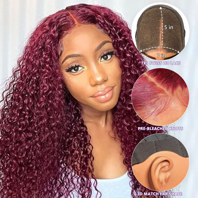 <span class="upgrade-icon"><img src="https://cdn.shopify.com/s/files/1/0555/4277/6110/files/tagupgrade.png" alt="Upgrade Icon" width="50" height="19"></span> Burgundy Glueless 7x5 HD Lace Front Curly Wig
