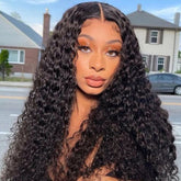 Deep Wave Lace Front Wigs Pre-Plucked Glueless Wig with Natural Hairline