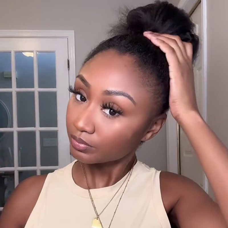 360 Undetectable Lace Kinky Edges Hairline Kinky Straight Wig 100% Human Hair - 7