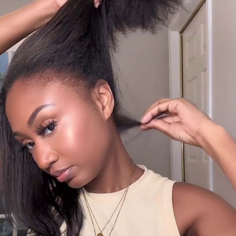 360 Undetectable Lace Kinky Edges Hairline Kinky Straight Wig 100% Human Hair - 9