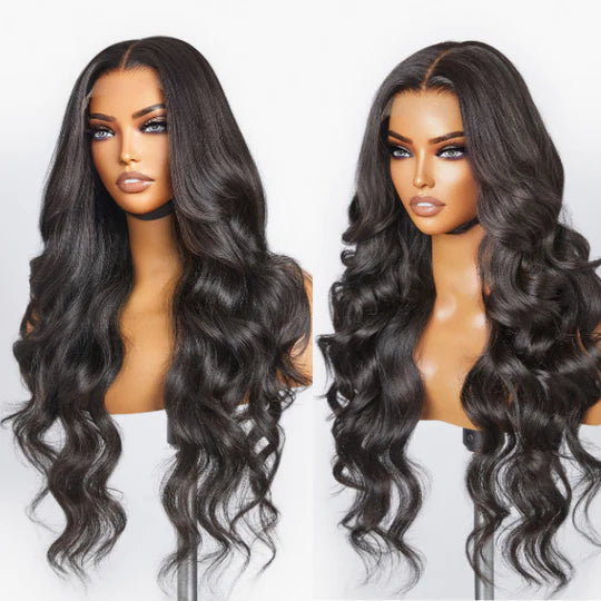 Trendy Layered Cut Loose Body Wave Closure HD Lace Glueless Long Wig 100% Human Hair