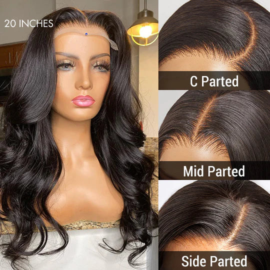 Trendy Layered Cut Loose Body Wave Closure HD Lace Glueless Long Wig 100% Human Hair