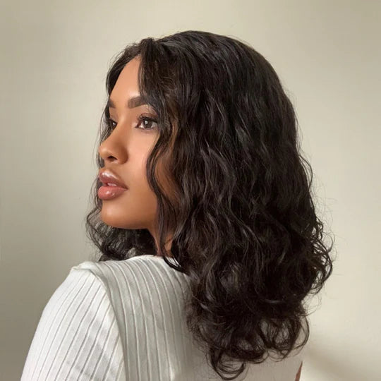 Summer Trendy Water Wave 13x4 Frontal Lace Short Wig 100% Human Hair