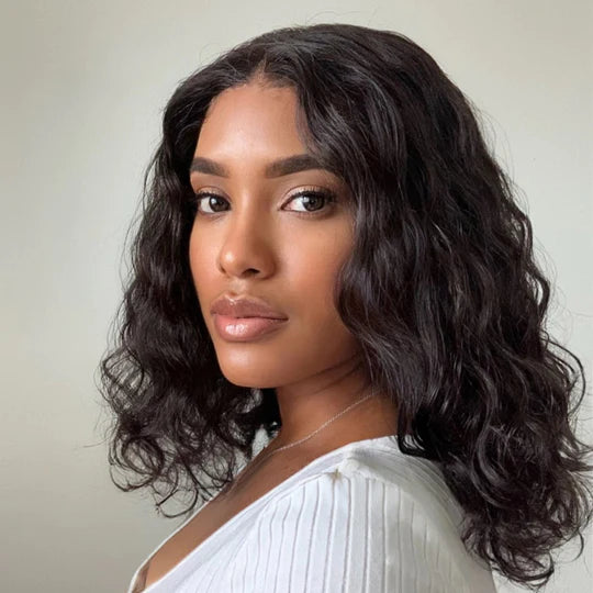 Summer Trendy Water Wave 13x4 Frontal Lace Short Wig 100% Human Hair