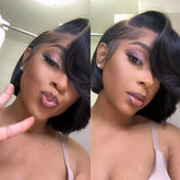 Bomb Side Part Bob Wig With Side-Swept Bangs - 1