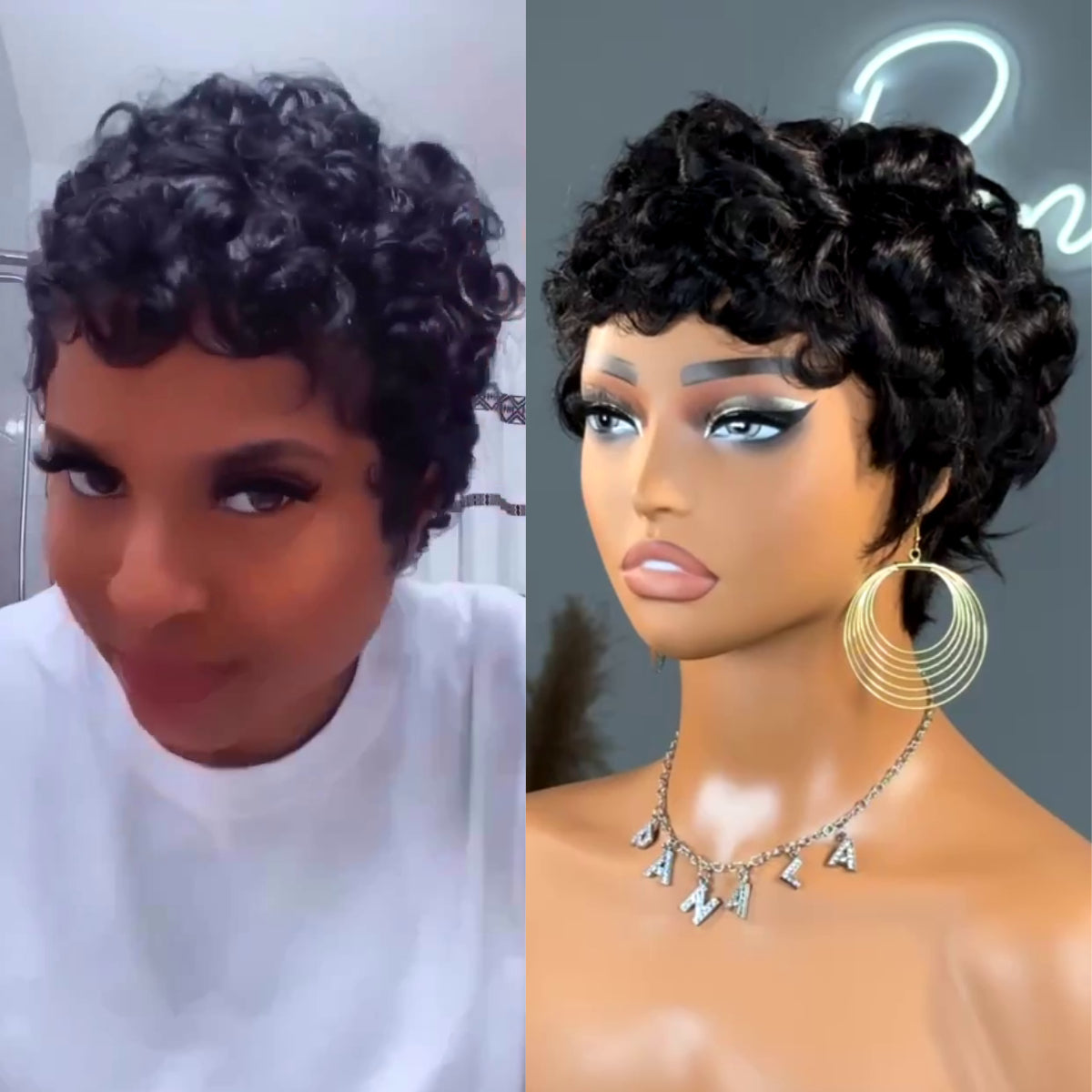 <span class="hot-icon"><img src="https://cdn.shopify.com/s/files/1/0555/4277/6110/files/pinkhottag.png?v=1701162684" alt="Hot Icon" width="30" height="20"> </span> Swirl Curls Pixie Cut Short Wig 100% Human Hair