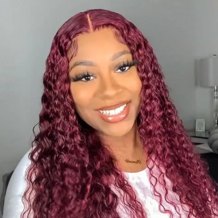 <span class="upgrade-icon"><img src="https://cdn.shopify.com/s/files/1/0555/4277/6110/files/tagupgrade.png" alt="Upgrade Icon" width="50" height="19"></span> Burgundy Glueless 7x5 HD Lace Front Curly Wig