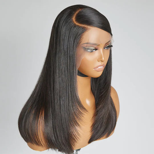 90s Inspired Side Swoop Silky Straight 13x4 Frontal Lace Long Wig 100% Human Hair