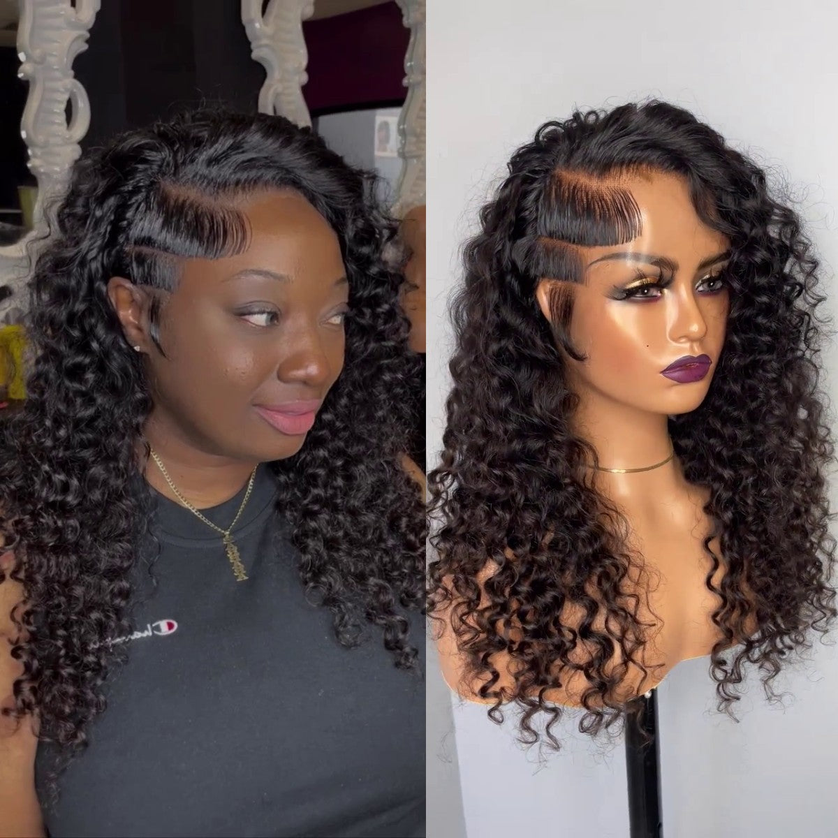 Deep Wave Side Part Bob Wig With Side-Swept Bangs