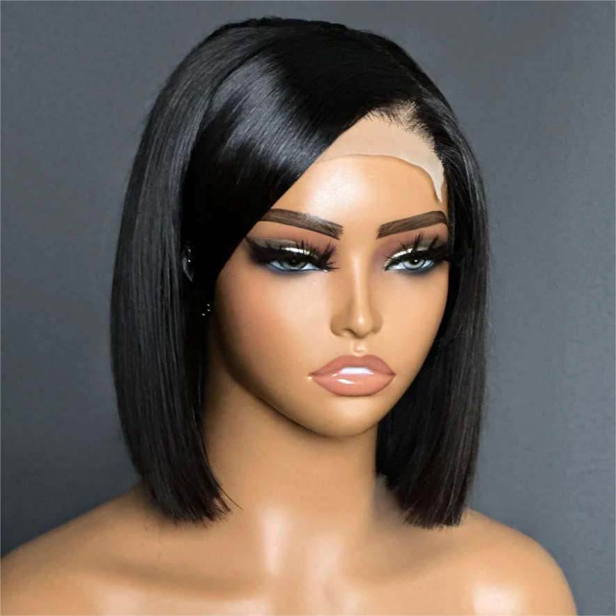 Silky Straight Bob Wig With Swoop Bangs