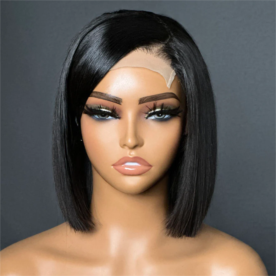 Silky Straight Bob Wig With Swoop Bangs