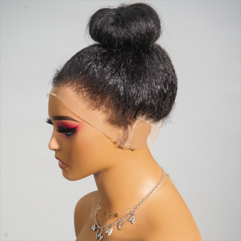 360 Undetectable Lace Kinky Edges Hairline Kinky Straight Wig 100% Human Hair - 5