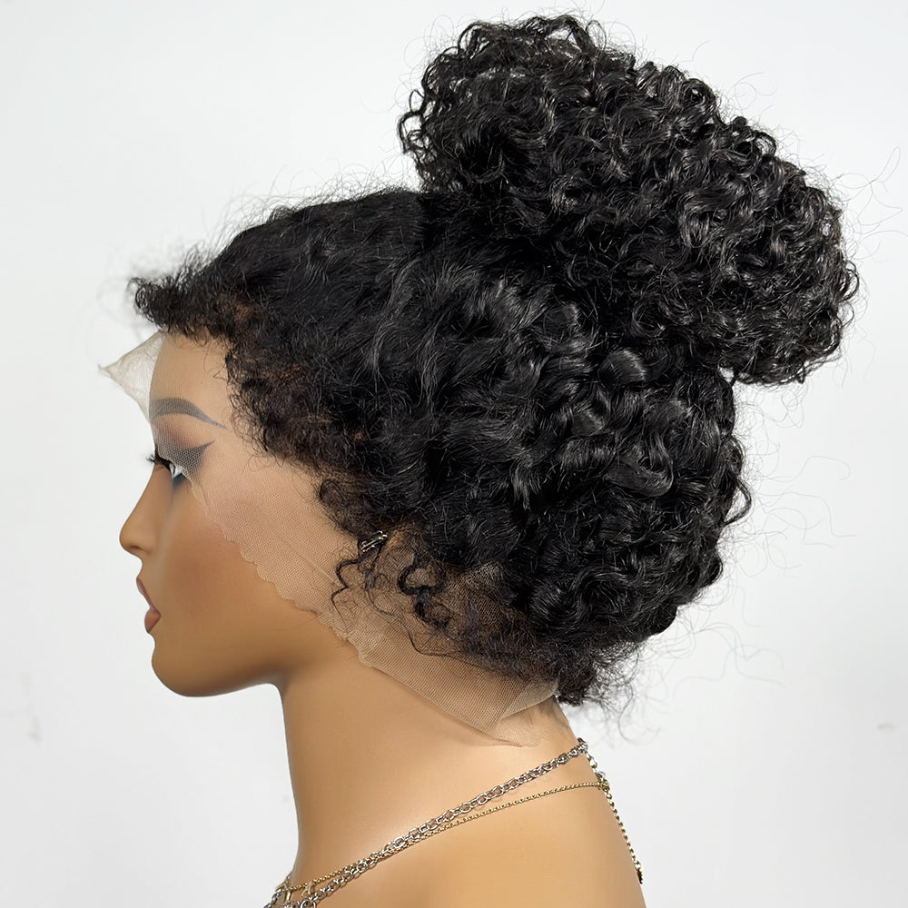 Perruque bouclée crépue bouclée de cheveux de bébé 360 HD Lace Front