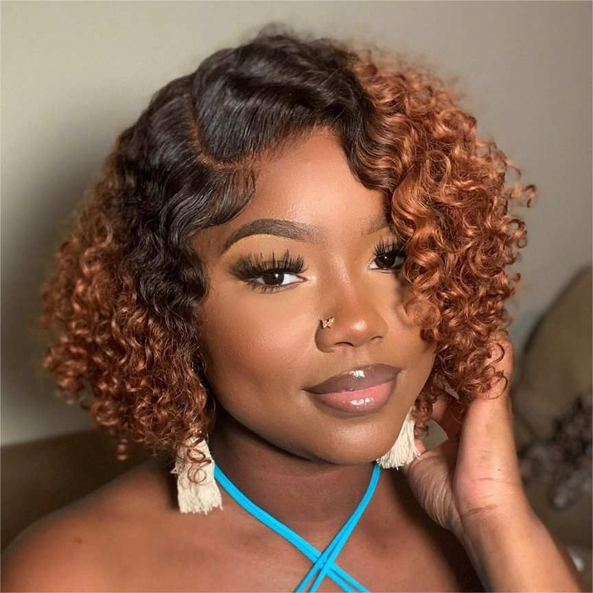 Curly Bob Wig Undetectable HD Lace Glueless Wig 100% Human Hair
