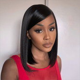 Silky Straight Bob Wig With Swoop Bangs