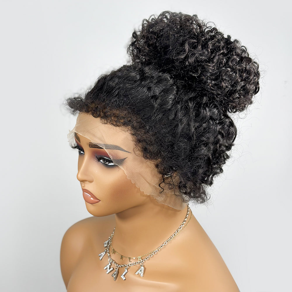 Perruque bouclée crépue bouclée de cheveux de bébé 360 HD Lace Front