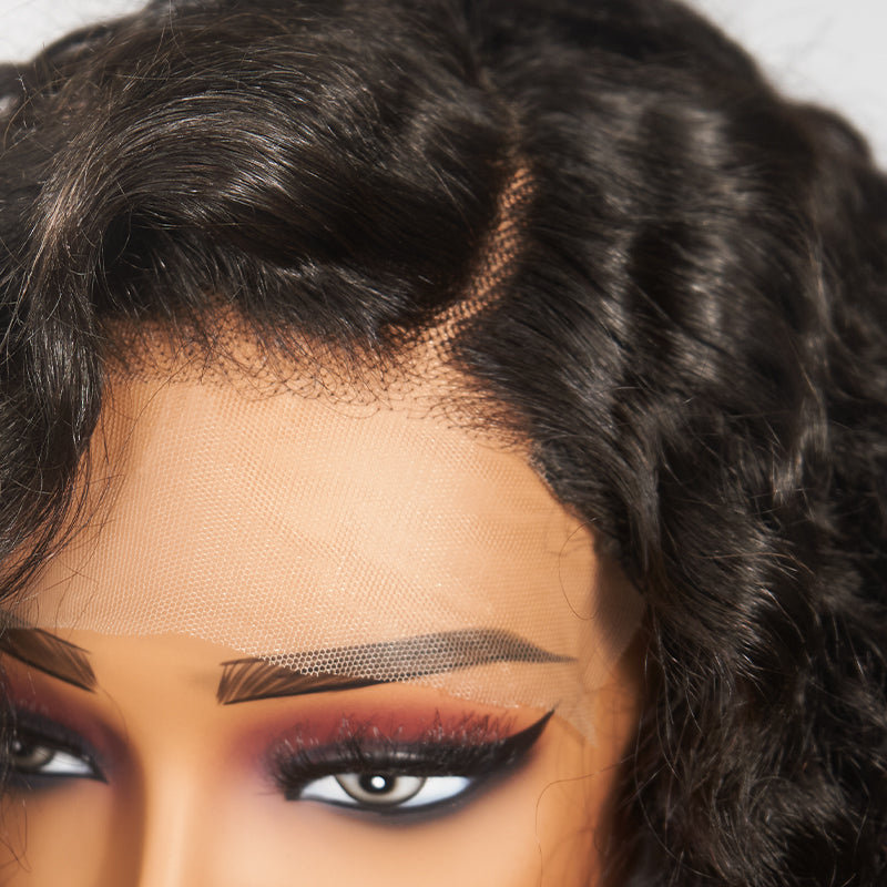 Water Wave Bob Wig Undetectable HD Lace Glueless Wig 100% Human Hair