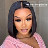 Glueless Pre-cut 7x5 HD Lace Front Silky Straight Bob Wig - 1