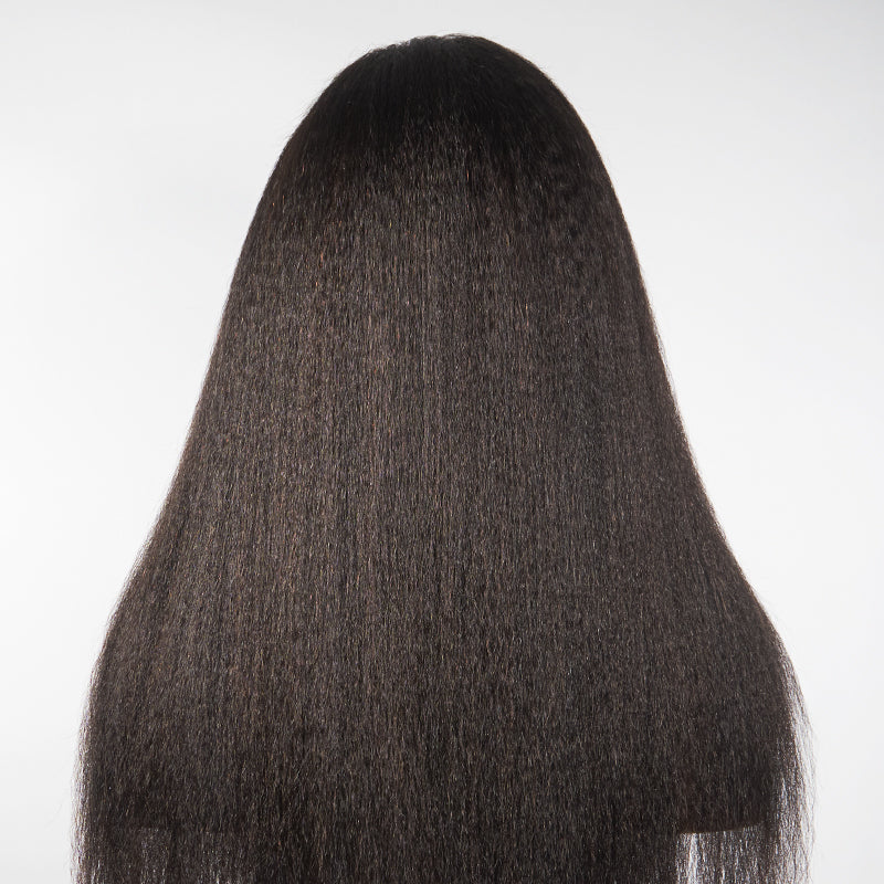 Kinky Edges Hairline Glueless Undetectable Lace Front Wig Kinky Straight 100% Human Hair