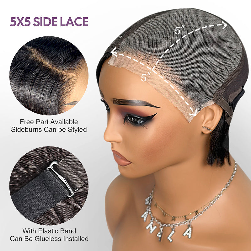 Ombre Walnut Brown Side Part Bob Wig With Side-Swept Bangs