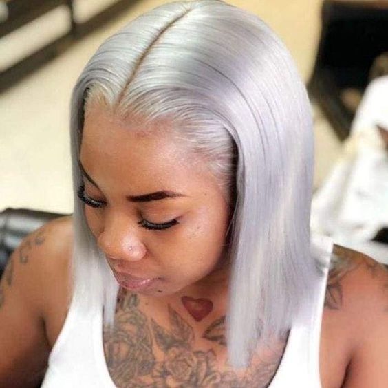 Grey 13x4 HD Lace Bob Wig 100% Human Hair