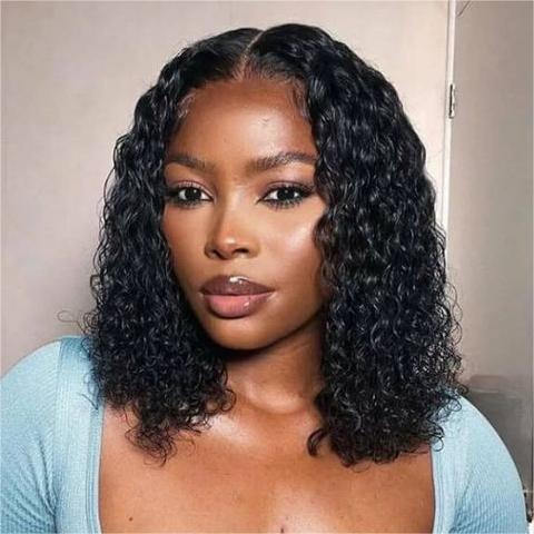 Perruque frisée sans colle 7x5 pré-coupée HD Lace Front Bob