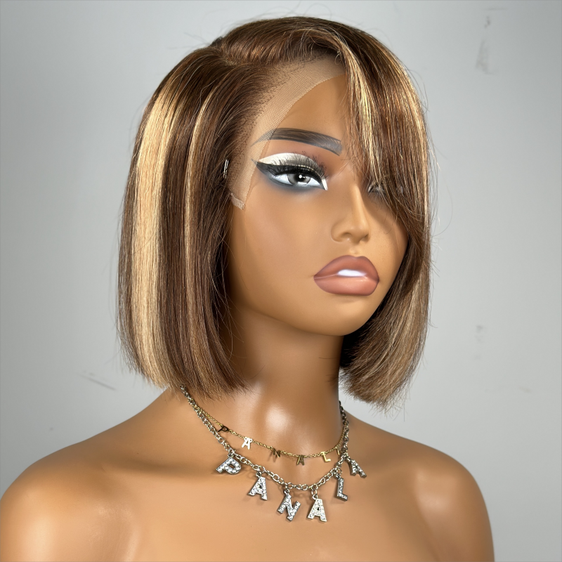 #P4/27 Cute Side Part Bob Wig With Side-Swept Bangs