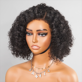 Glueless Pre-cut Kinky Edges 7x5 HD Lace Front Curly Bob Wig - 1