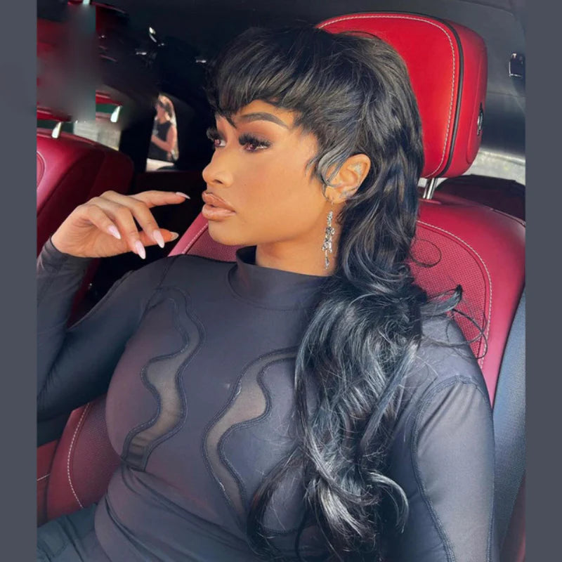 Pixie Cut Mullet Wigs With Razor Cut Bangs