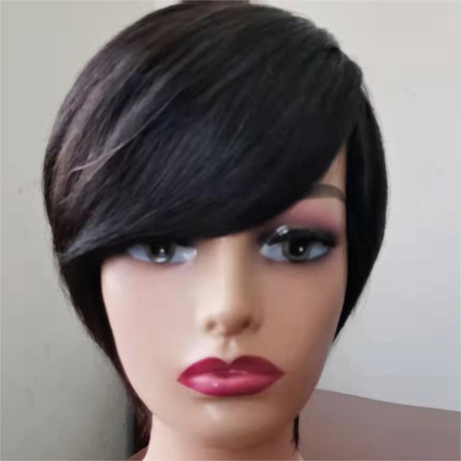 Pixie Cut Short Straight Bob Wig With Bangs