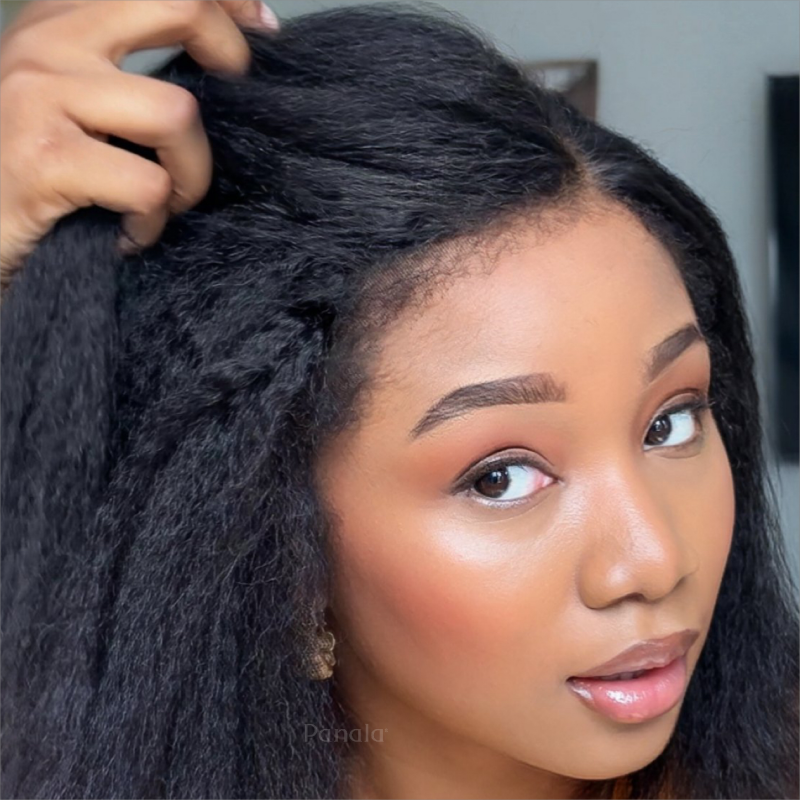 <span class="hot-icon"><img src="https://cdn.shopify.com/s/files/1/0555/4277/6110/files/tagweargo.png" alt="Wear Go Icon" width="50" height="19"> 5x5 Kinky Straight Glueless Pre-cut Kinky Edges Hairline HD Lace Front  Bob Wig