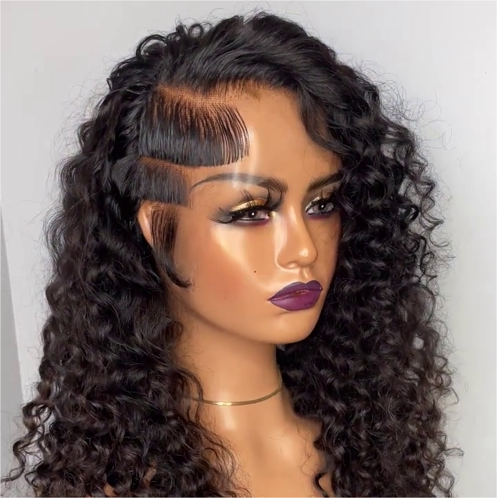 Deep Wave Side Part Bob Wig With Side-Swept Bangs