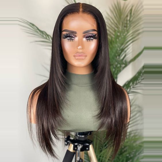 Perruque droite en dentelle à l'avant 5x5 HD Layer Cut