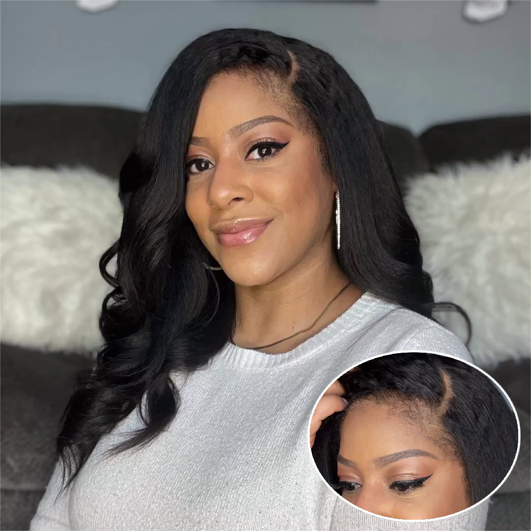 Hyper-realistic Kinky Edges Undetectable Lace Front Wig Body Wave