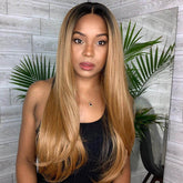Ombre 1B/27 Silky Straight 13x4 HD Lace Front Wig