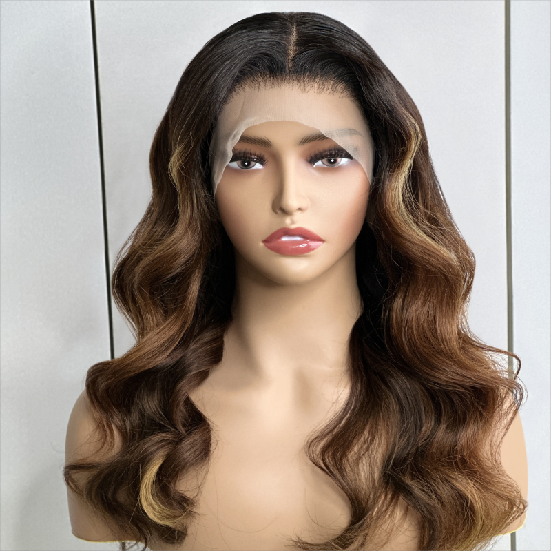 Ombre #1B/30 Blonde Highlight Body Wave 13x4 HD Lace Front Wig