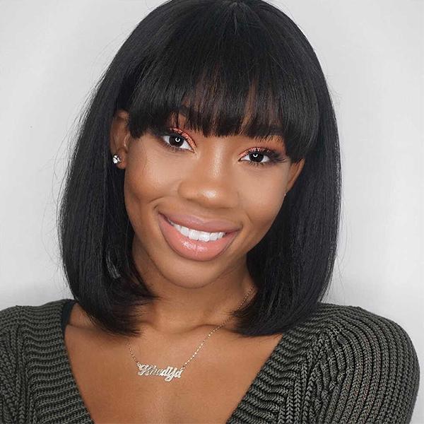 Cute Bob Minimalist Lace Wig With Bangs ⚡1-Min Install