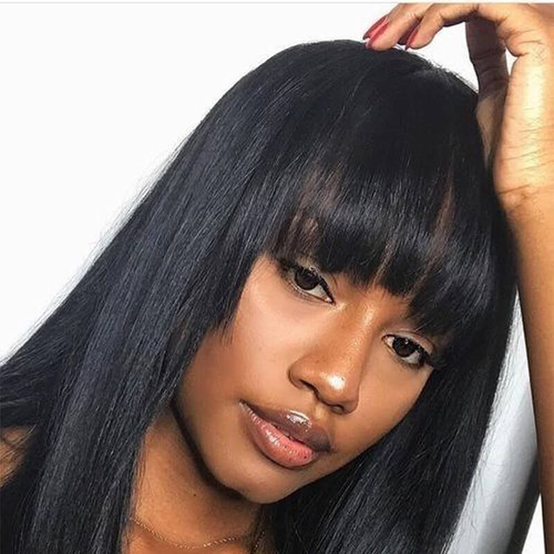 Silky Straight Wig With Bangs