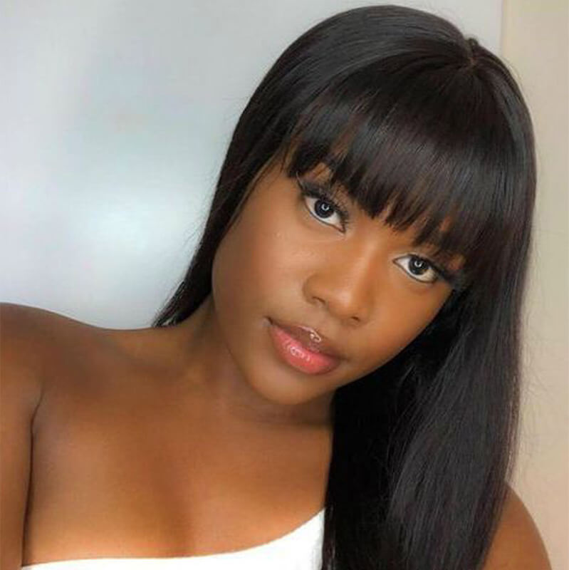 Silky Straight Wig With Bangs