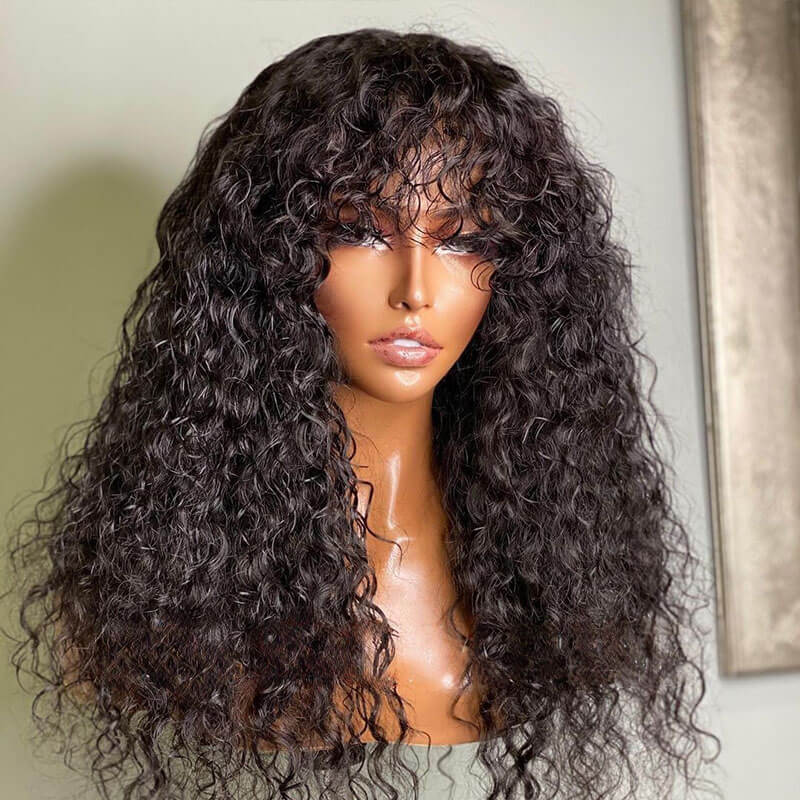 Curly Wig With Bangs⚡1-Min Glueless Install