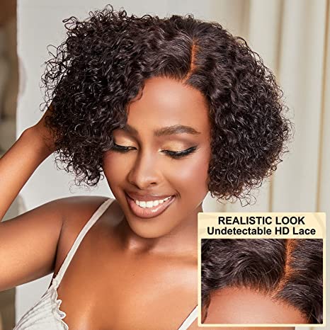 Curly Bob Wig Undetectable HD Lace Glueless Wig 100% Human Hair