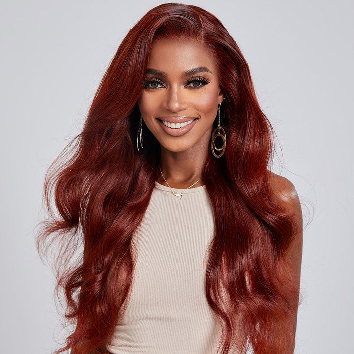 Perruque Lace Front Lace Front 13x4 HD Brun Rougeâtre Lisse Soyeuse