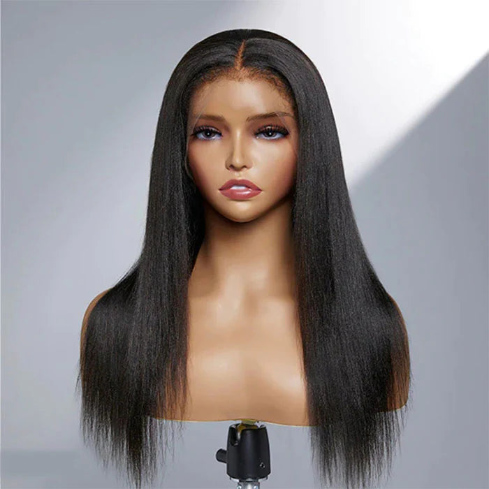 Kinky Edges Hairline Undetectable Lace Front Wig Silky Straight