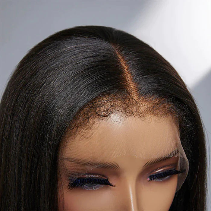 Kinky Edges Hairline Undetectable Lace Front Wig Silky Straight