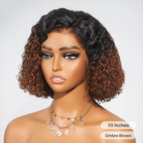 Curly Glueless Kinky Edges Hairline Undetectable HD Lace Front Bob Wig