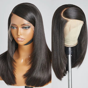 90s Inspired Side Swoop Silky Straight 13x4 Frontal Lace Long Wig 100% Human Hair
