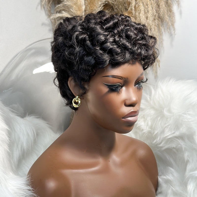 <span class="hot-icon"><img src="https://cdn.shopify.com/s/files/1/0555/4277/6110/files/pinkhottag.png?v=1701162684" alt="Hot Icon" width="30" height="20"> </span> Swirl Curls Pixie Cut Short Wig With Bangs