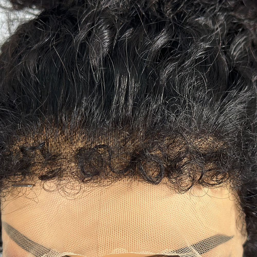 Perruque bouclée crépue bouclée de cheveux de bébé 360 HD Lace Front 