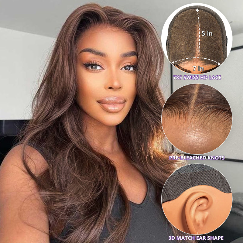 <span class="upgrade-icon"><img src="https://cdn.shopify.com/s/files/1/0555/4277/6110/files/tagupgrade.png" alt="Upgrade Icon" width="50" height="19"></span> Brown Body Wave 7x5 Pre-cut HD Lace Front Glueless Wig