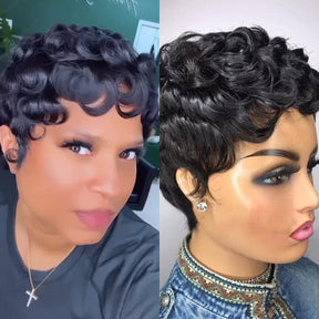 <span class="hot-icon"><img src="https://cdn.shopify.com/s/files/1/0555/4277/6110/files/pinkhottag.png?v=1701162684" alt="Hot Icon" width="30" height="20"> </span> Swirl Curls Pixie Cut Short Wig With Bangs